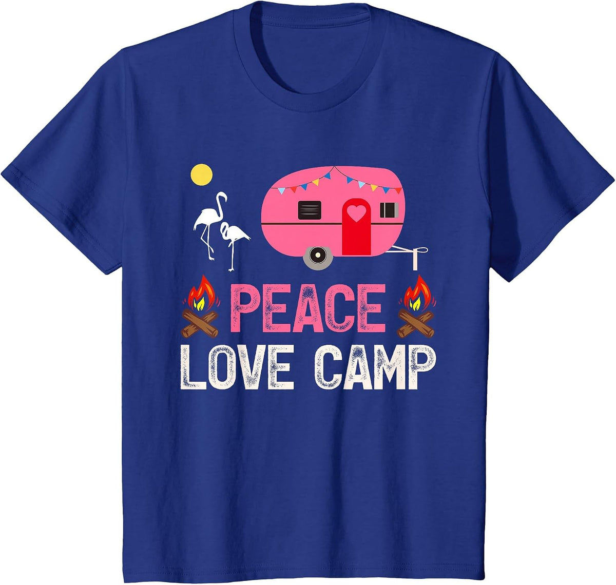 RV Camping Lover Peace Love Camp T-Shirt - Royal Blue