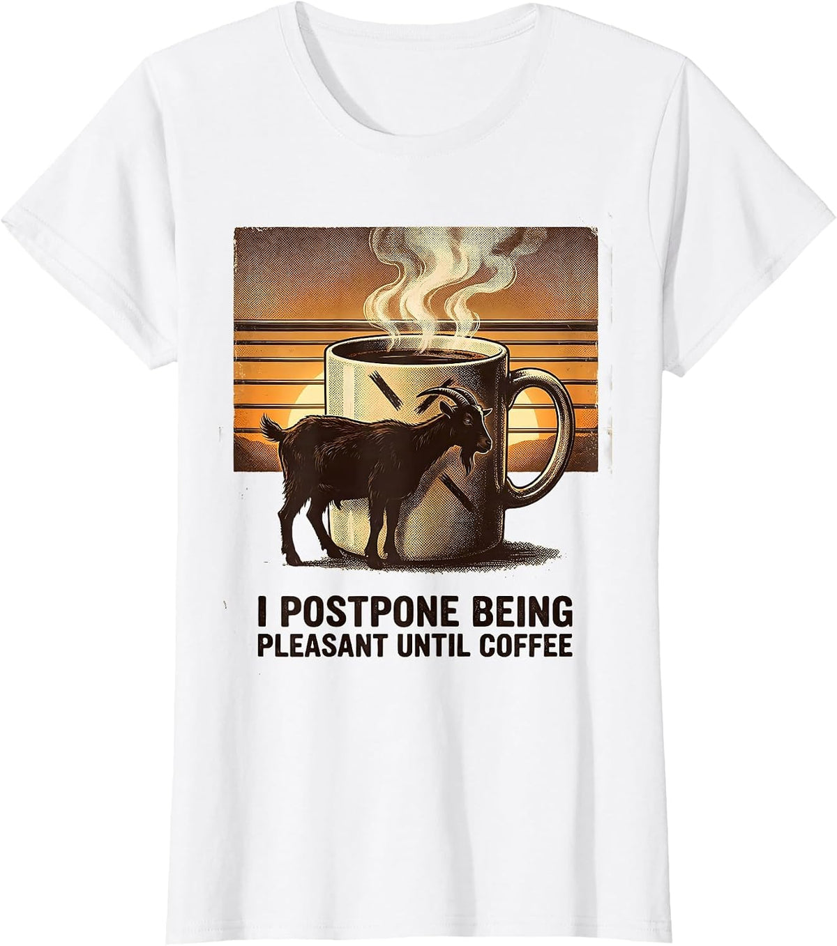 Women's I Postpone Being Pleasant Until Coffee Funny Vintage Coffee T-Shirt - White