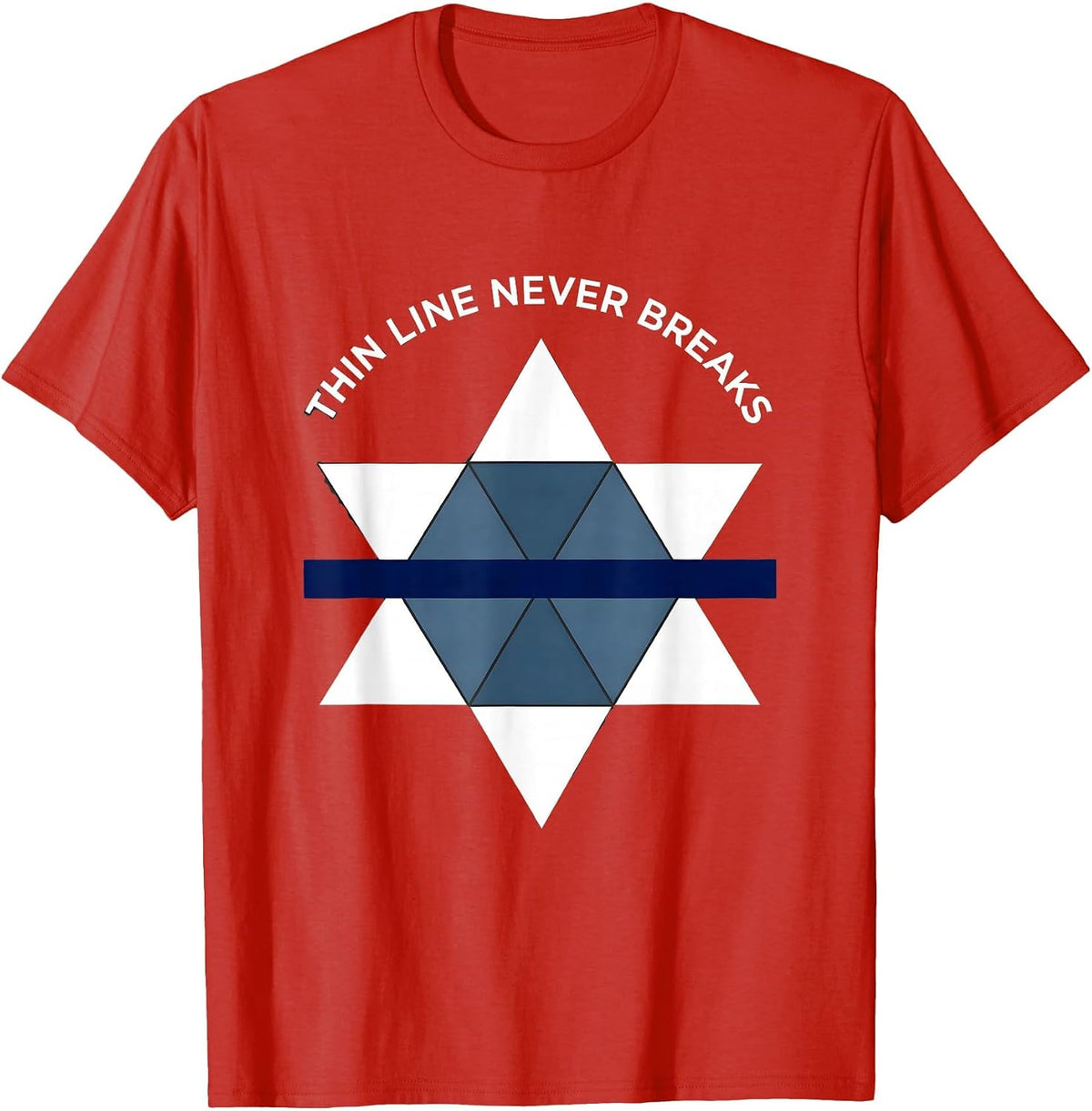 Men's Thin Blue Line Never Breaks Law Enforcement Design T-Shirt - Red