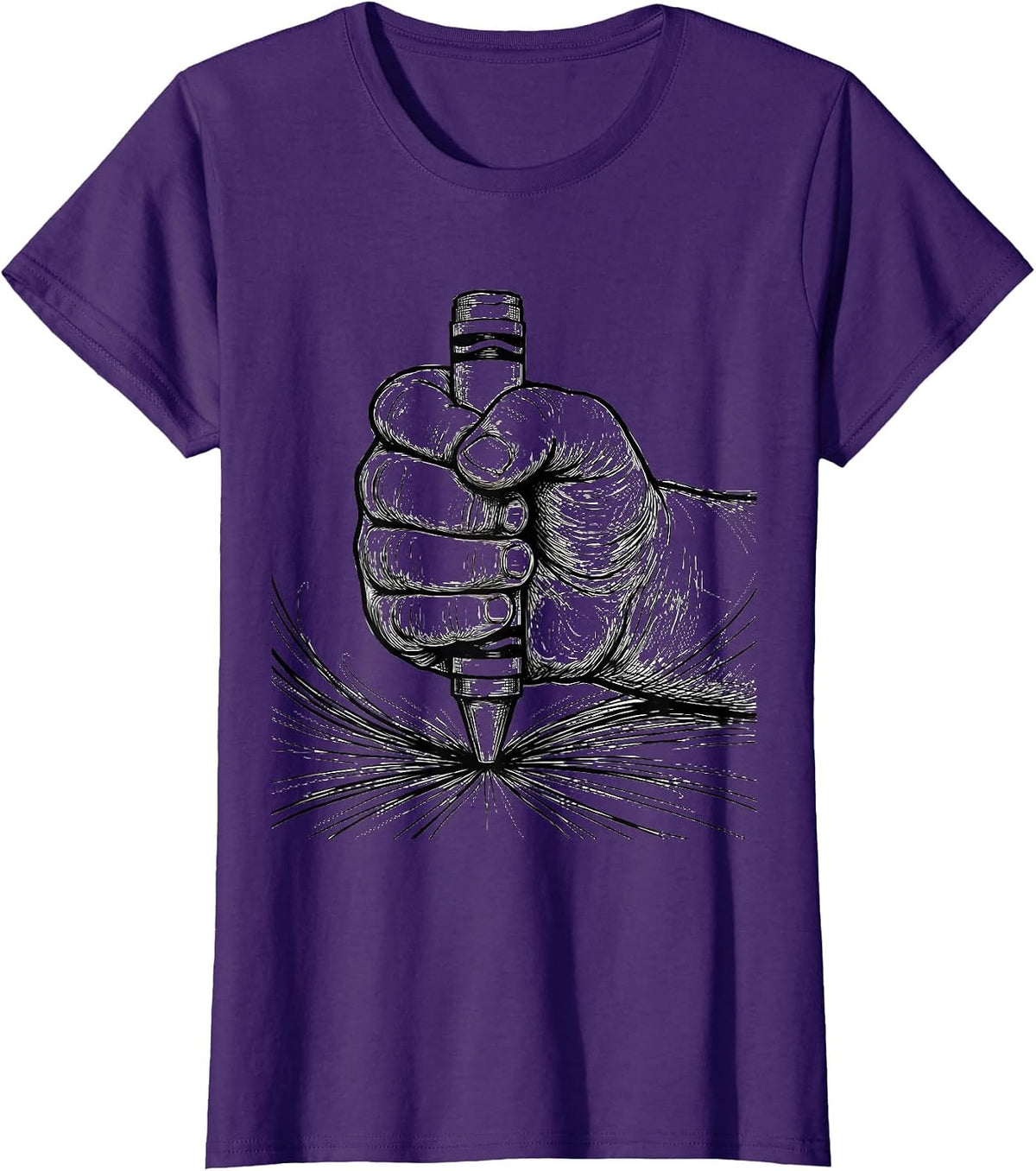 Women's Occupational Therapy Child Crayon Drawing Graphic T-Shirt - Purple