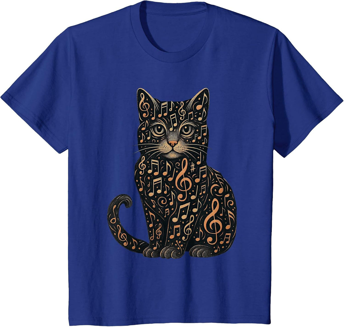 Musical Notes Cat Music Musician T-Shirt - Royal Blue