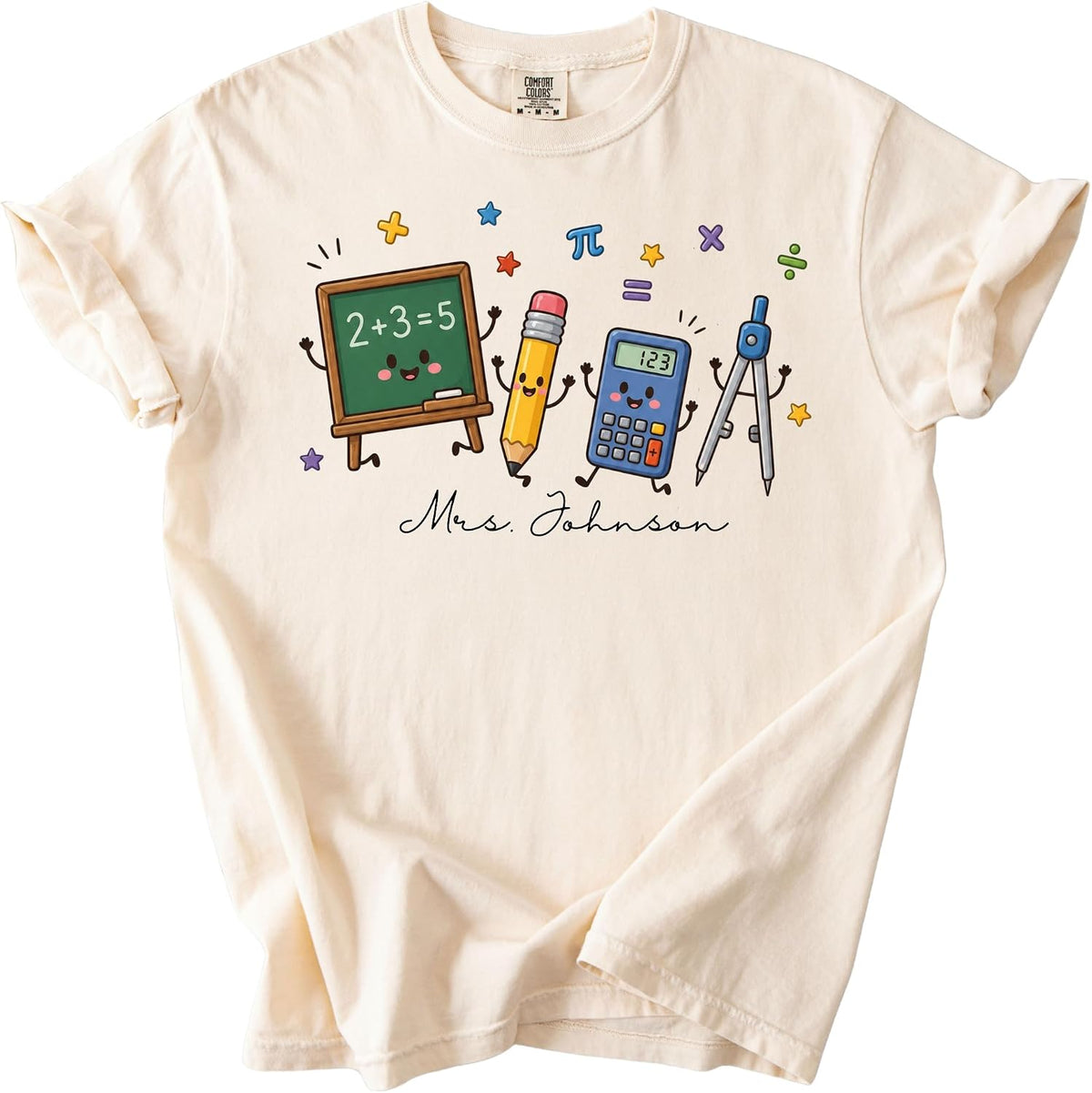 Personalized Math Teacher Shirt Women Custom Name Stem Geometry Tee Back to School Graphic Tshirt - As Pictured