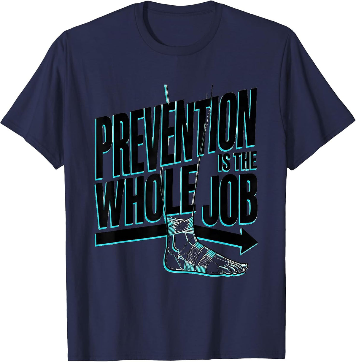 Men's Prevention Is The Whole Job Wellness Squad Health Trainer T-Shirt - Navy Blue