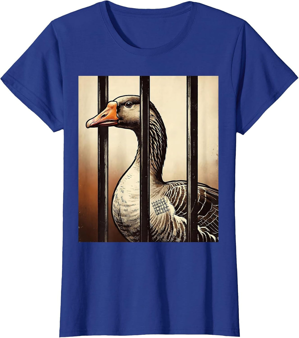 Women's Silly Goose In Jail Vintage Funny Animal Lover Humor T-Shirt - Royal Blue