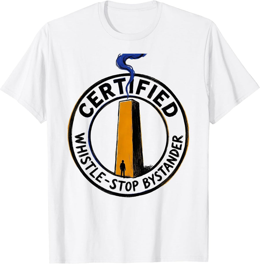 Men's Certified Whistle-Stop Bystander Steam Locomotive Train T-Shirt - White
