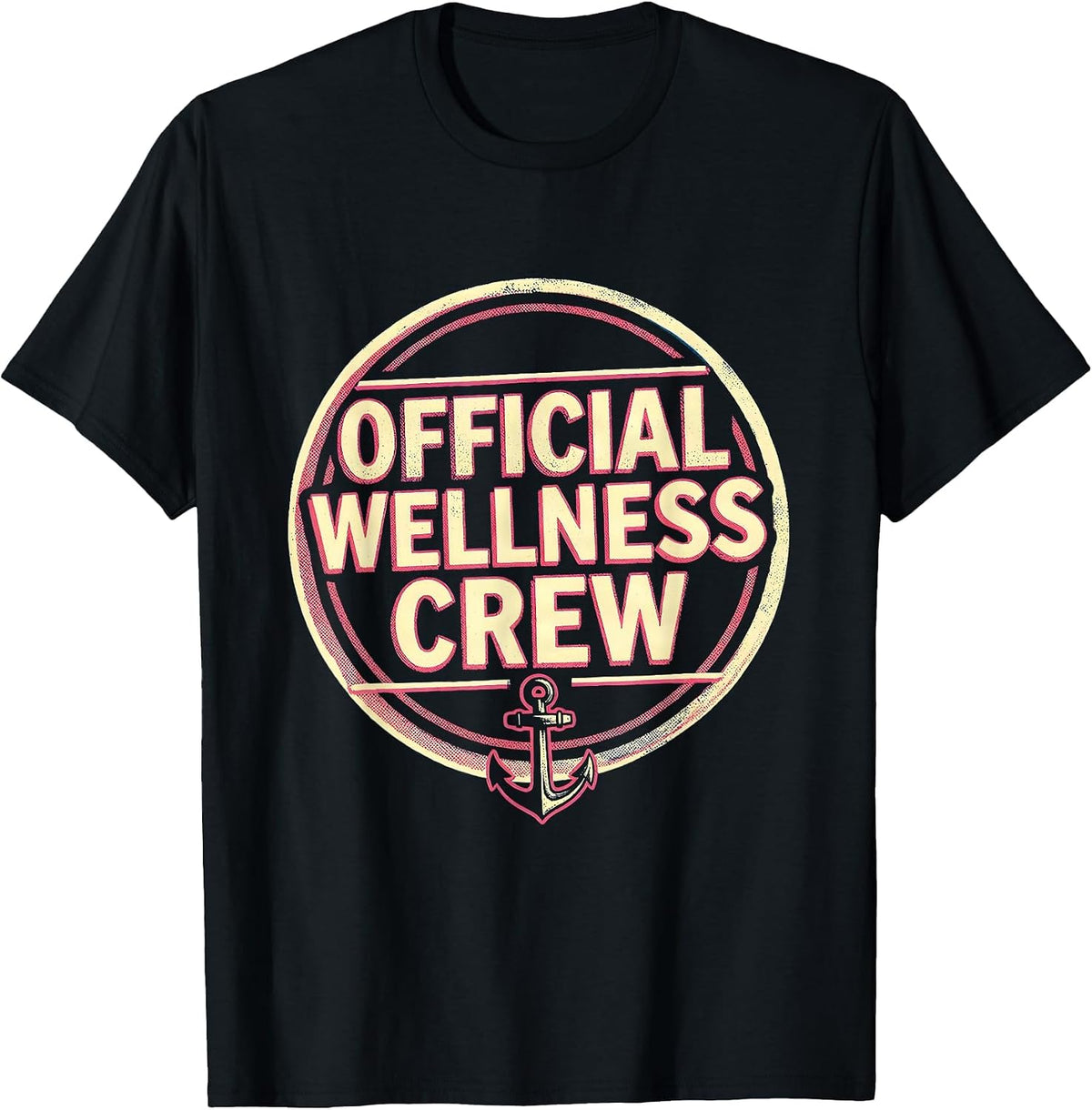 Men's Official Wellness Crew Risograph Health Trainer Coach Staff T-Shirt - Black