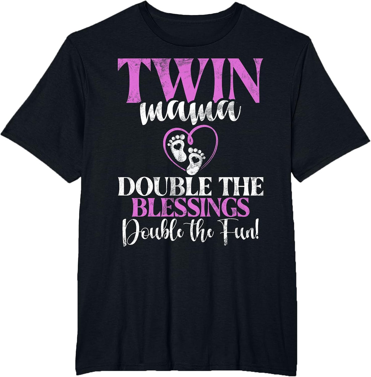 Twin Mama Double the Blessings Double the Fun Twin Mom T-Shirt - Black