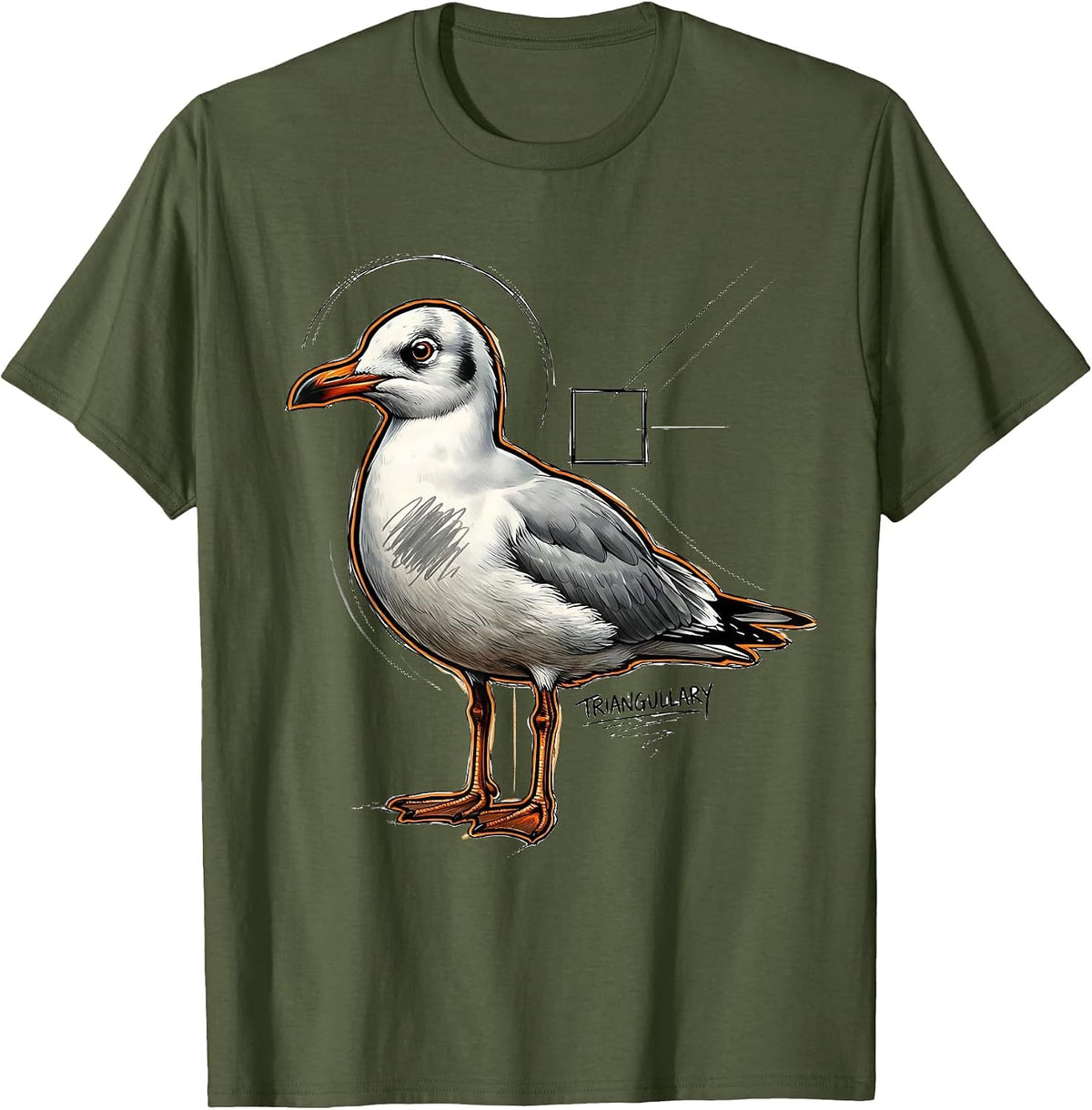 Triangullary Funny Bird Pun Math Teacher Geometry Humor T-Shirt - Olive Green