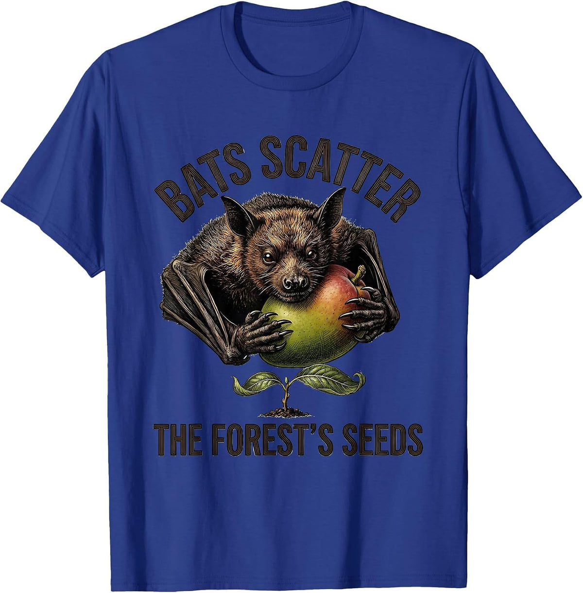 Men's Bats Scatter The Forest's Seeds Botanical Vintage Bat Lover T-Shirt - Royal Blue