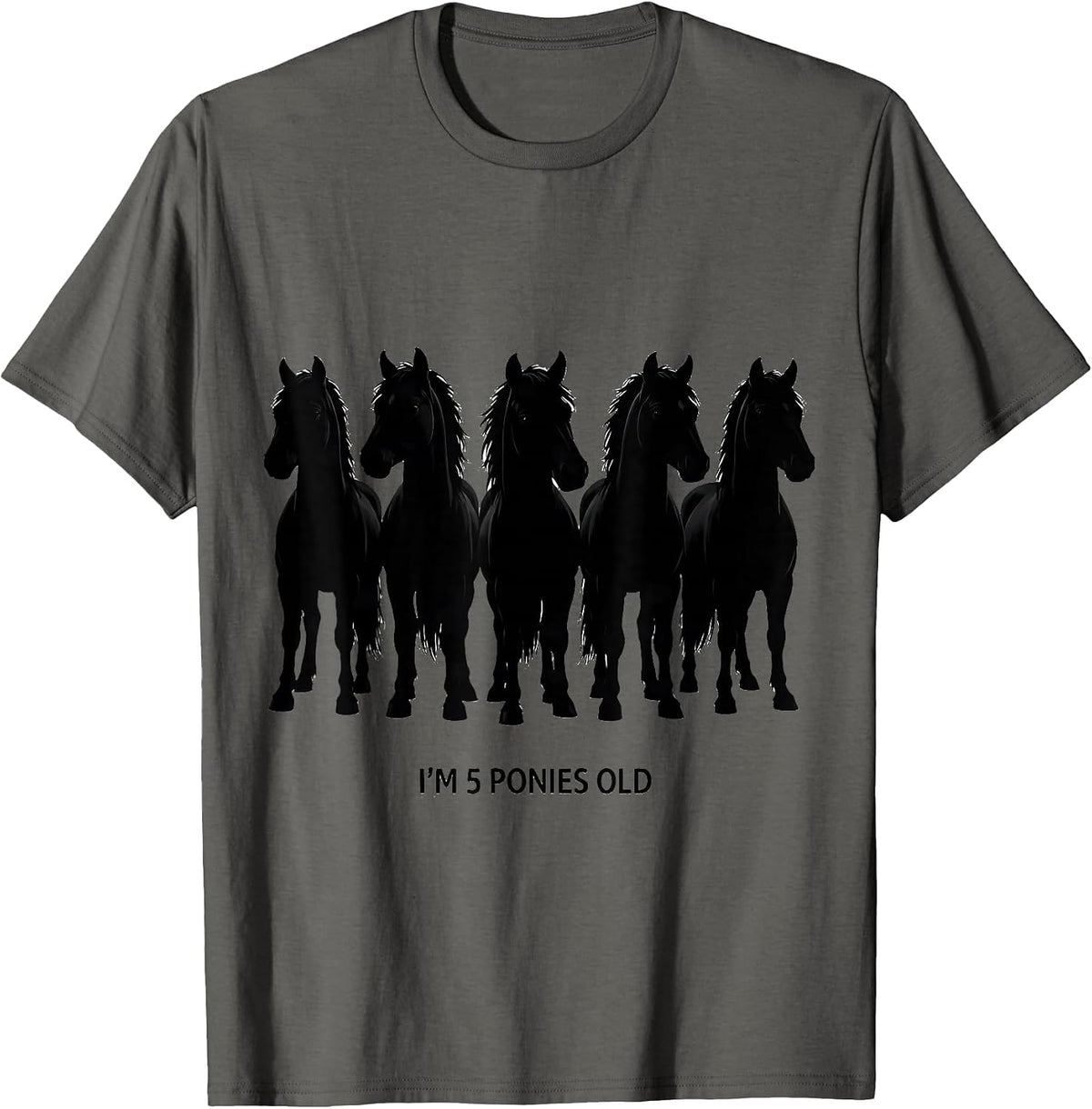 Men's I'm 5 Ponies Old Cute Horse Lover Birthday Girl Gift T-Shirt - Asphalt Grey
