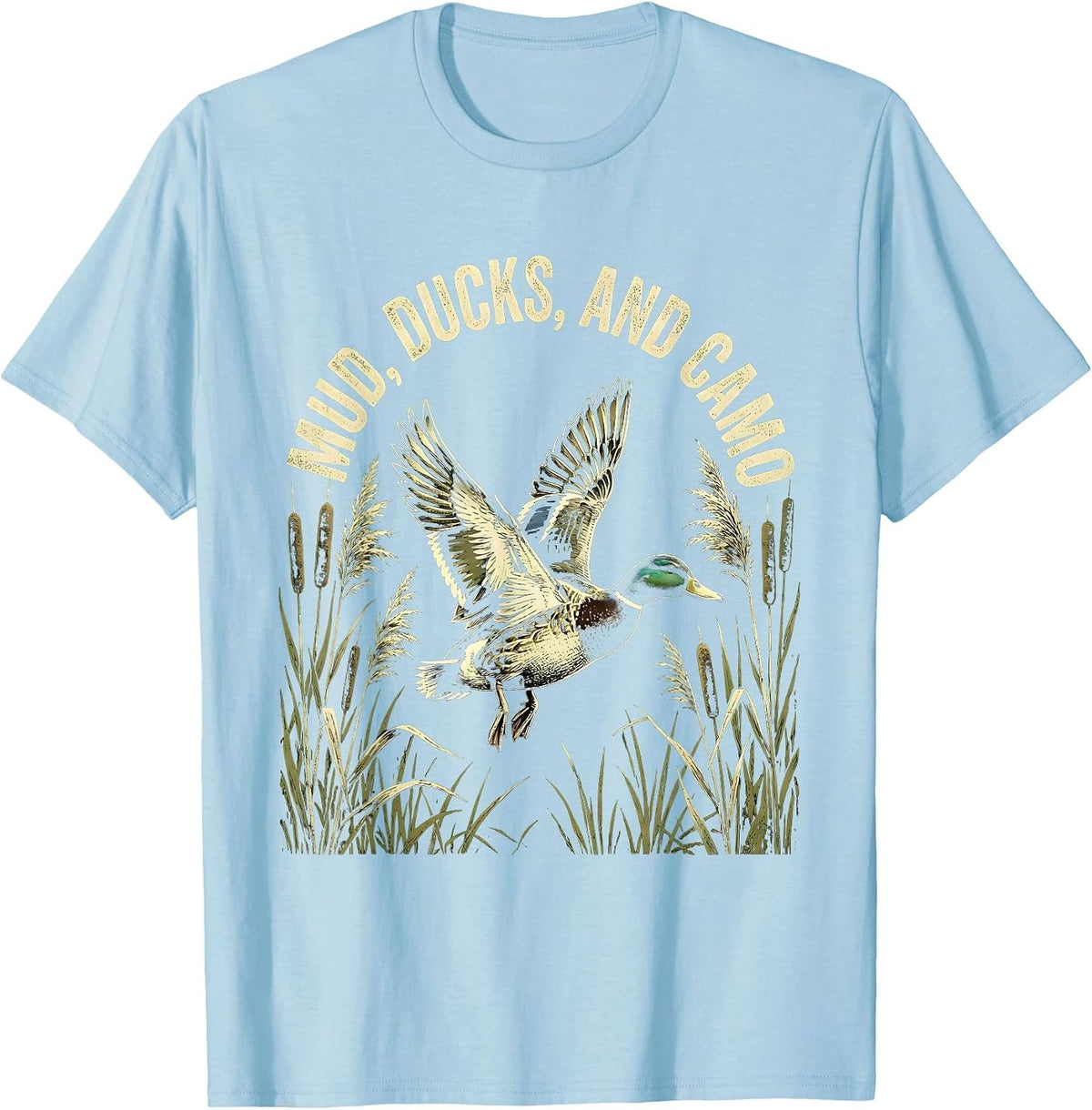 Men's Mud Ducks and Camo Duck Hunting Design T-Shirt - Baby Blue