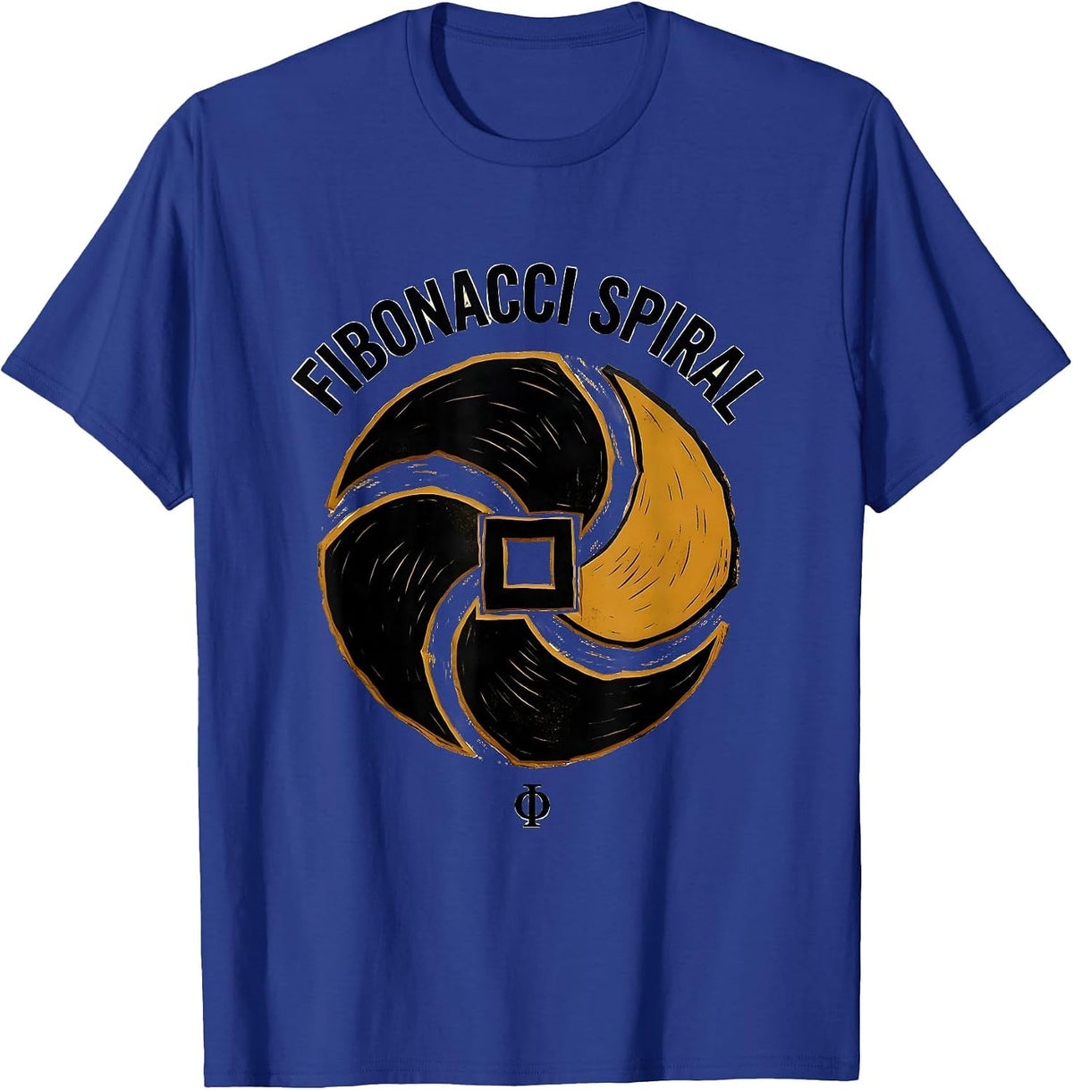 Men's Fibonacci Spiral Φ Sacred Geometry Math Enthusiast Gift T-Shirt - Royal Blue