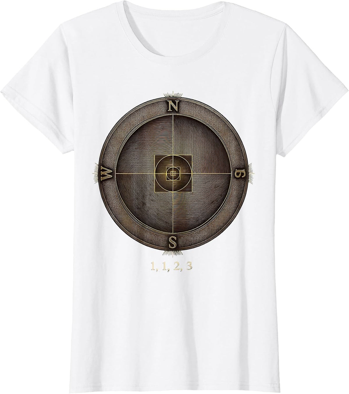 Women's 1, 1, 2, 3 Fibonacci Golden Ratio Sacred Geometry Math T-Shirt - White