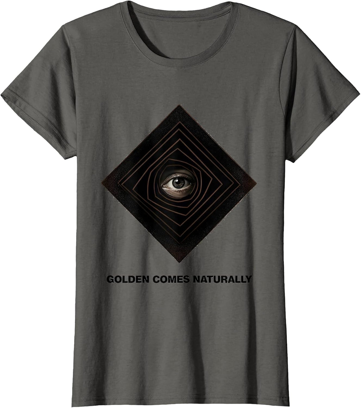 Women's Golden Comes Naturally Blackwork Dotwork Sacred Geometry T-Shirt - Asphalt Grey