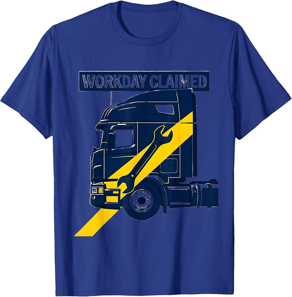 Workday Claimed Retro Mechanic Trucker Workwear T-Shirt - Royal Blue