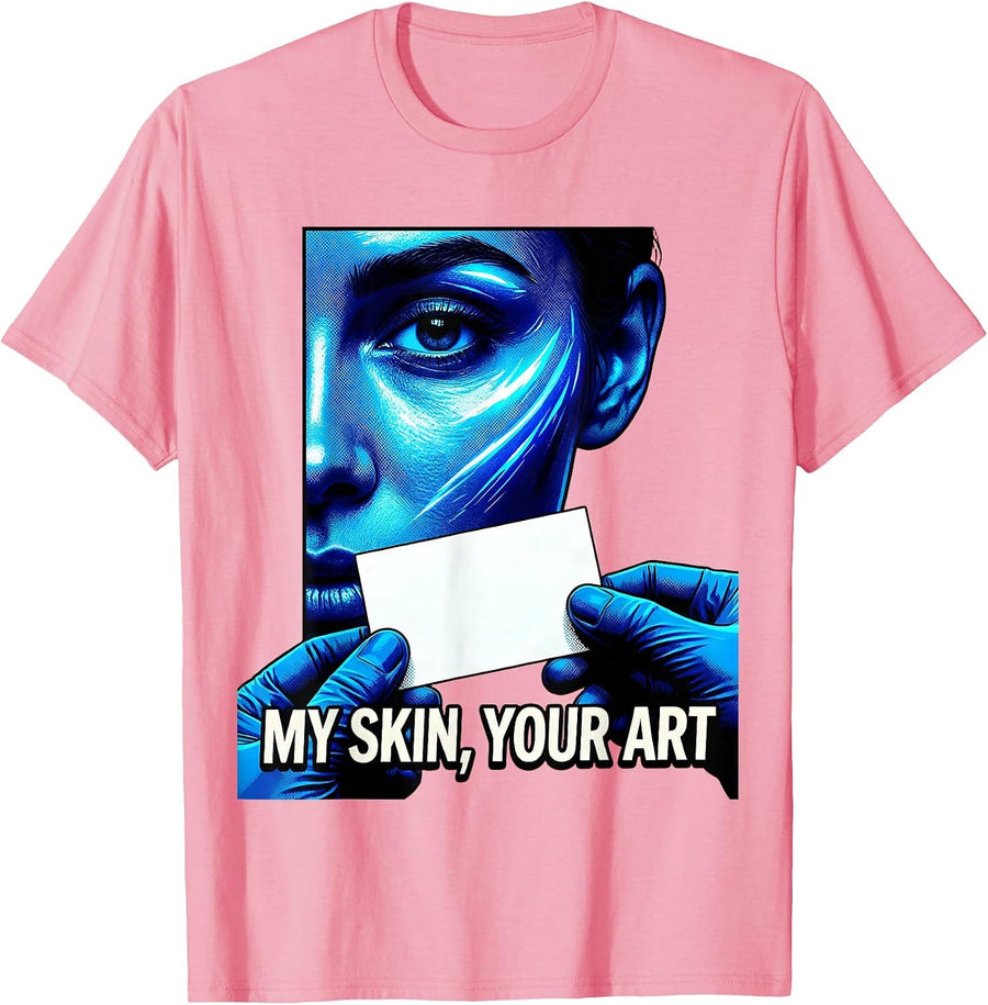 Men's My Skin, Your Art Pop Art Licensed Esthetician Skincare T-Shirt - Pink