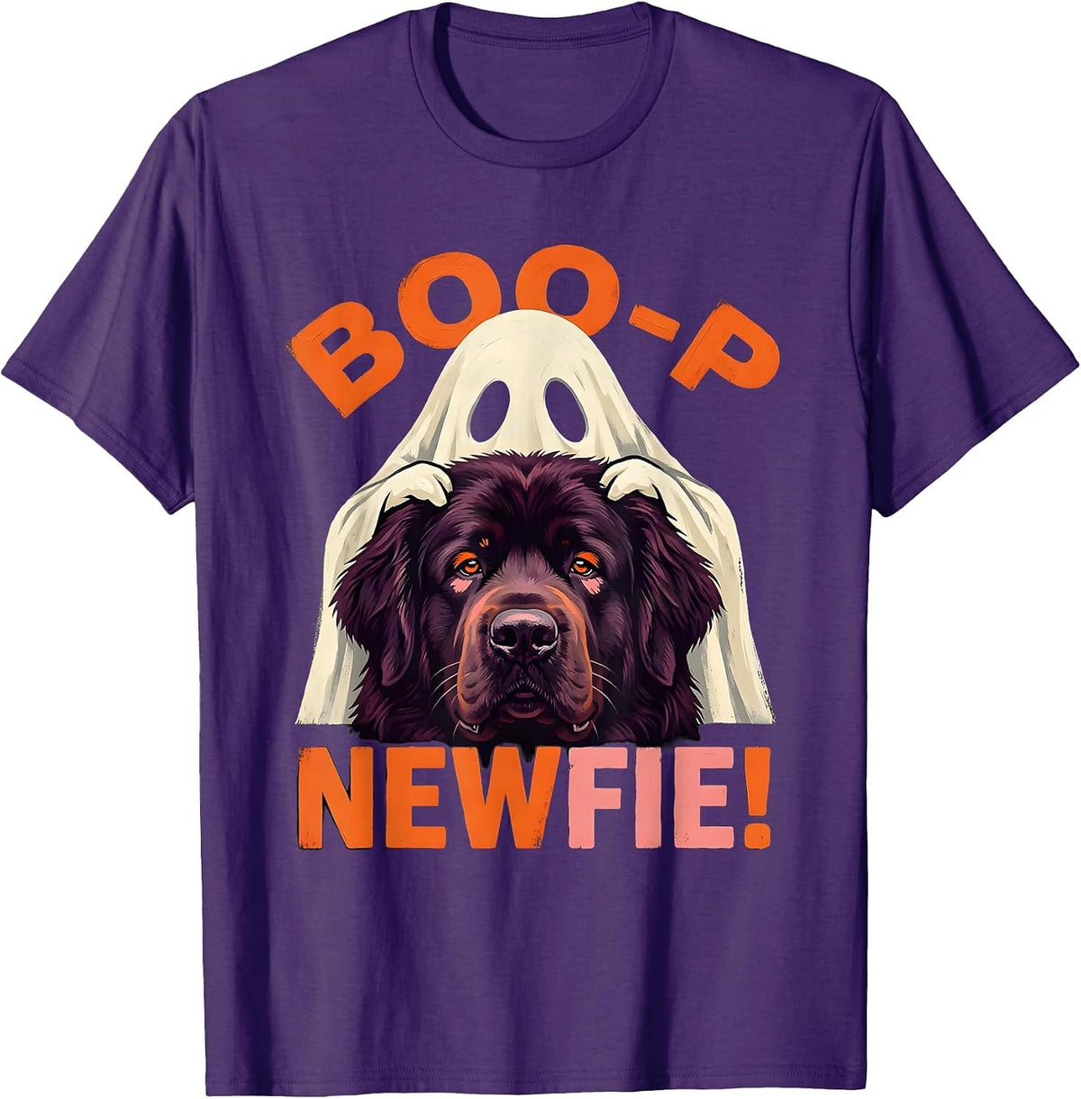 Boo-p Newfie Ghost Funny Halloween Dog Mom Newfie Lover T-Shirt - Purple