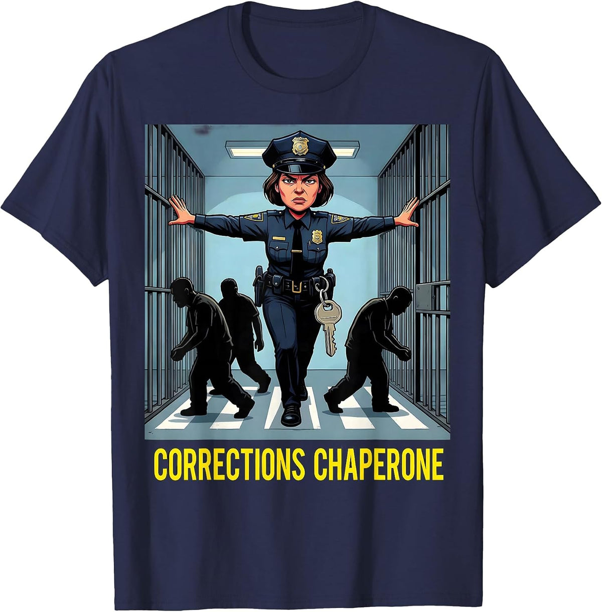 Men's Corrections Chaperone Funny Correctional Officer Gift T-Shirt - Navy Blue
