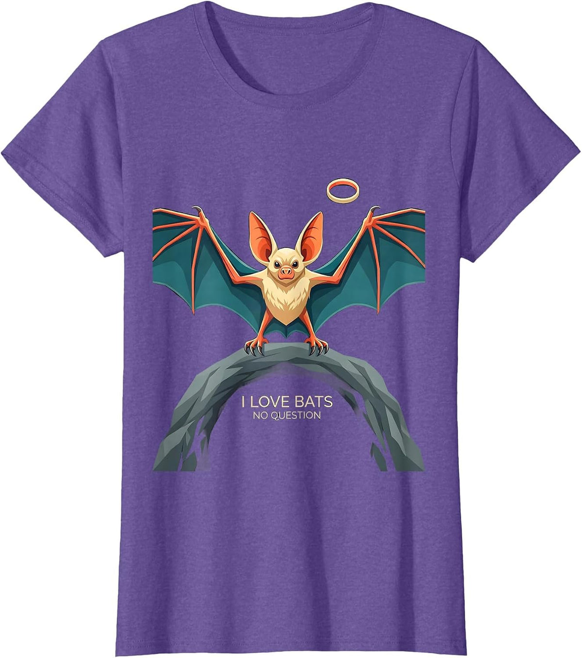 I Love Bats No Question Funny Bat Lover Wildlife T-Shirt - Purple Heather