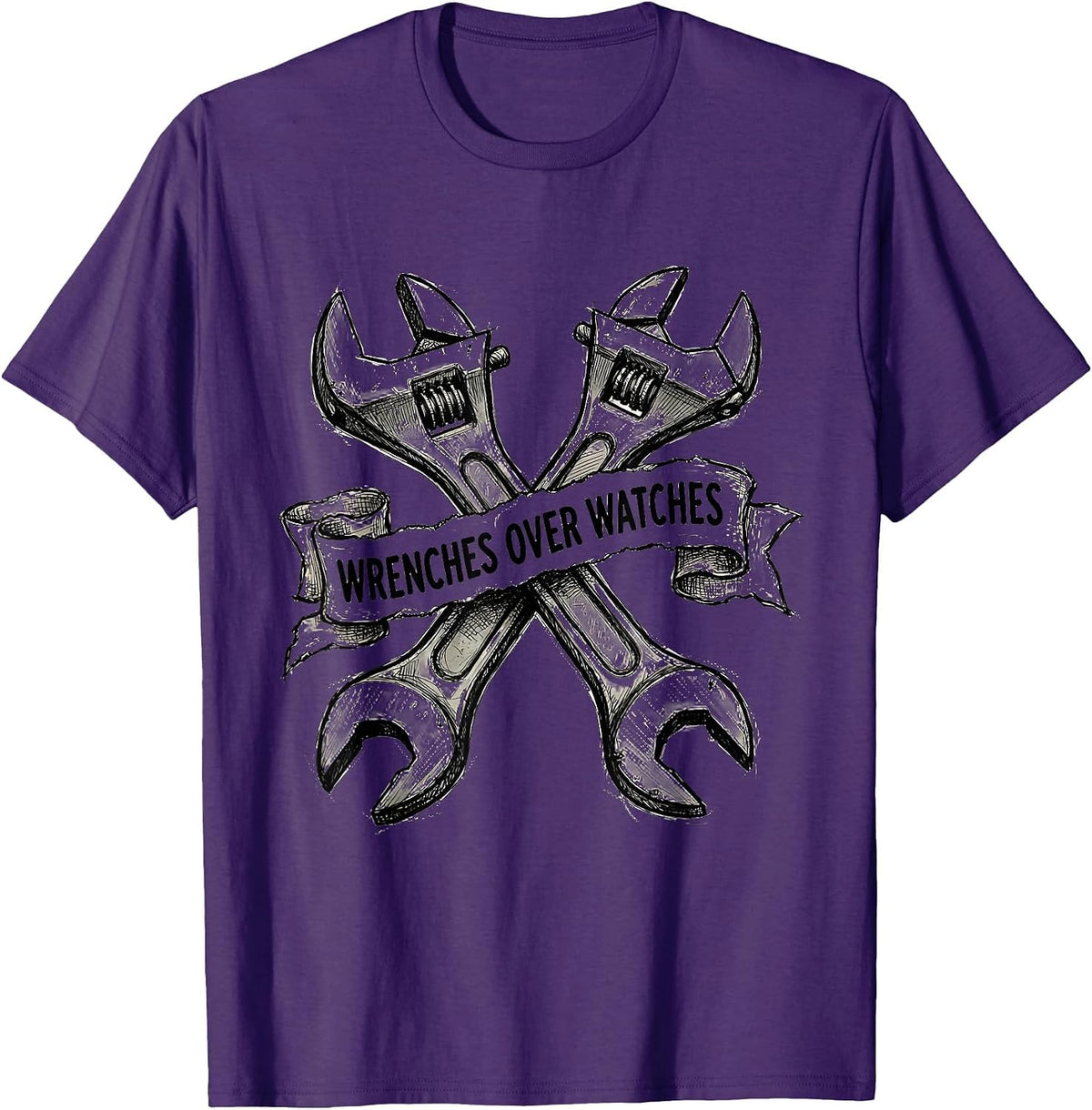 Wrenches Over Watches Mechanic Pride Design T-Shirt - Purple