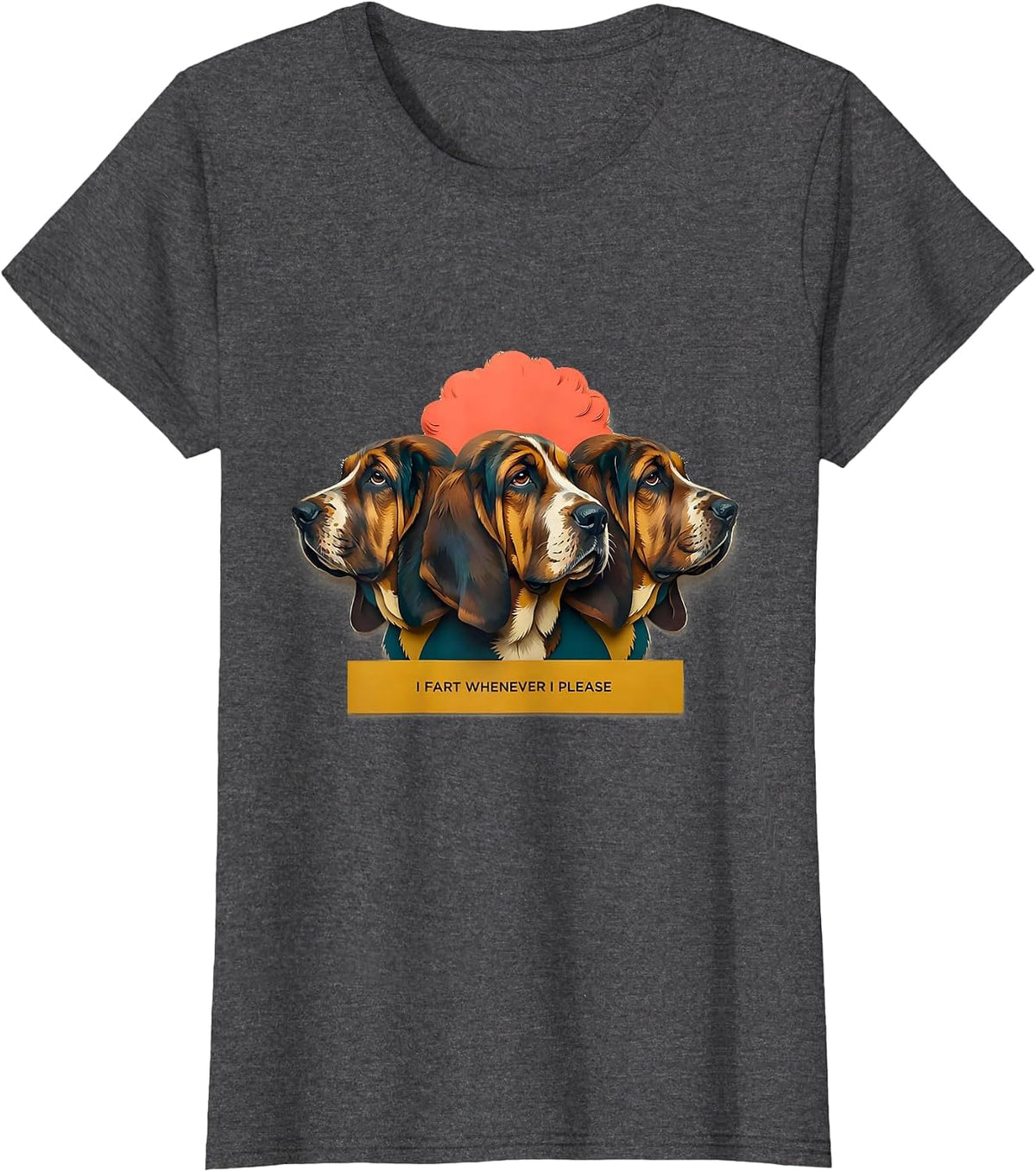 Women's I Fart Whenever I Please Funny Basset Hound Fart Joke Dad T-Shirt - Dark Heather Grey