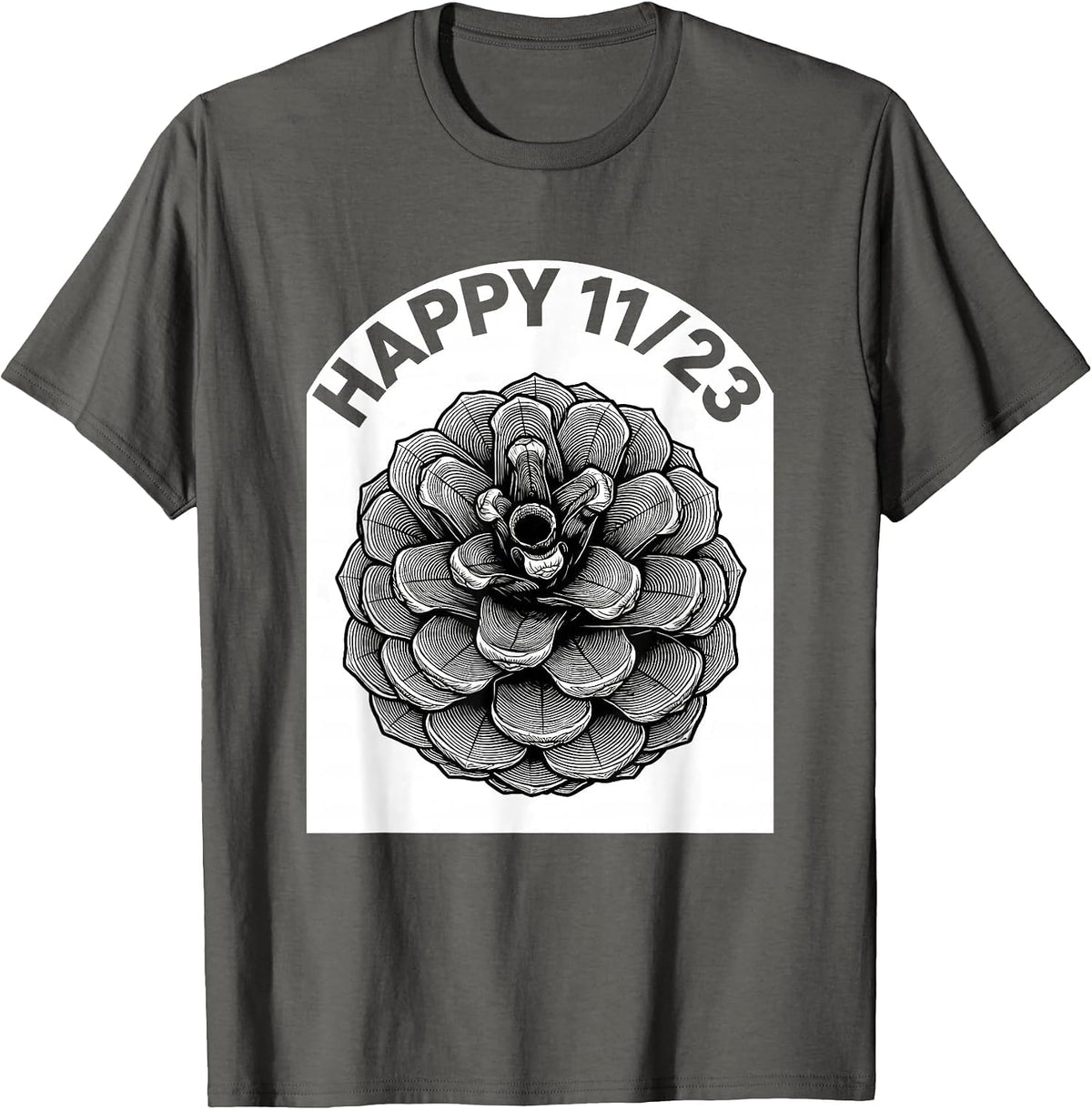 Men's Happy 11/23 Fibonacci Spiral Ratio Sacred Geometry Math T-Shirt - Asphalt Grey