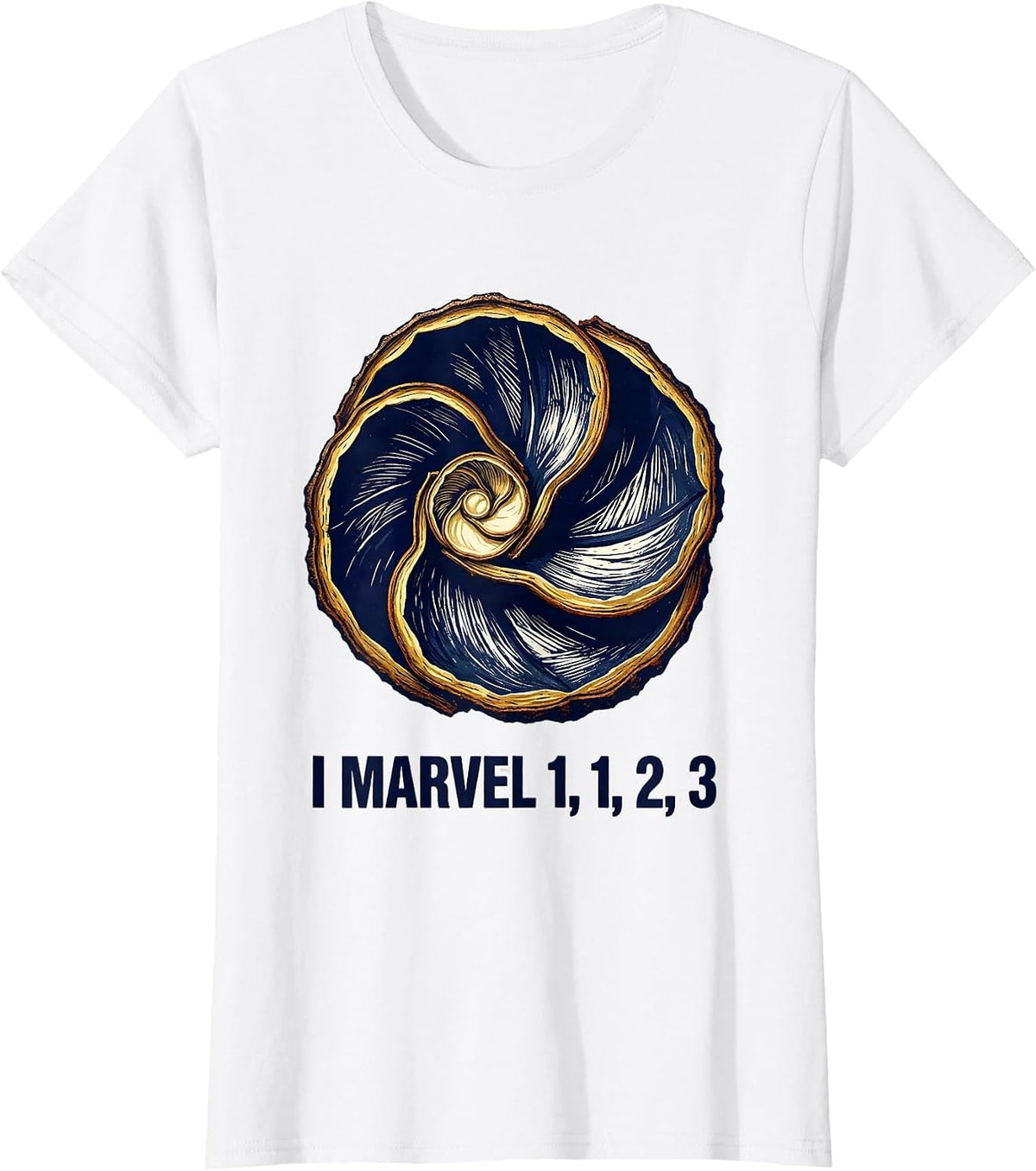 Women's I Marvel 1, 1, 2, 3 Fibonacci Golden Ratio Sacred Geometry T-Shirt - White