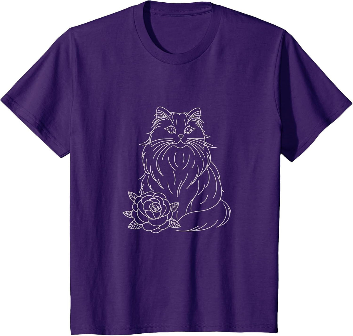 Ragdoll Cat Drawing Line Art Design T-Shirt - Purple