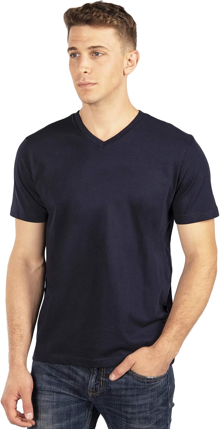 City Lab Men's Classic Fitted Soft Cotton Short Sleeve T-Shirt - Available in V-Neck and Crewneck T-Shirt - Medium V-neck