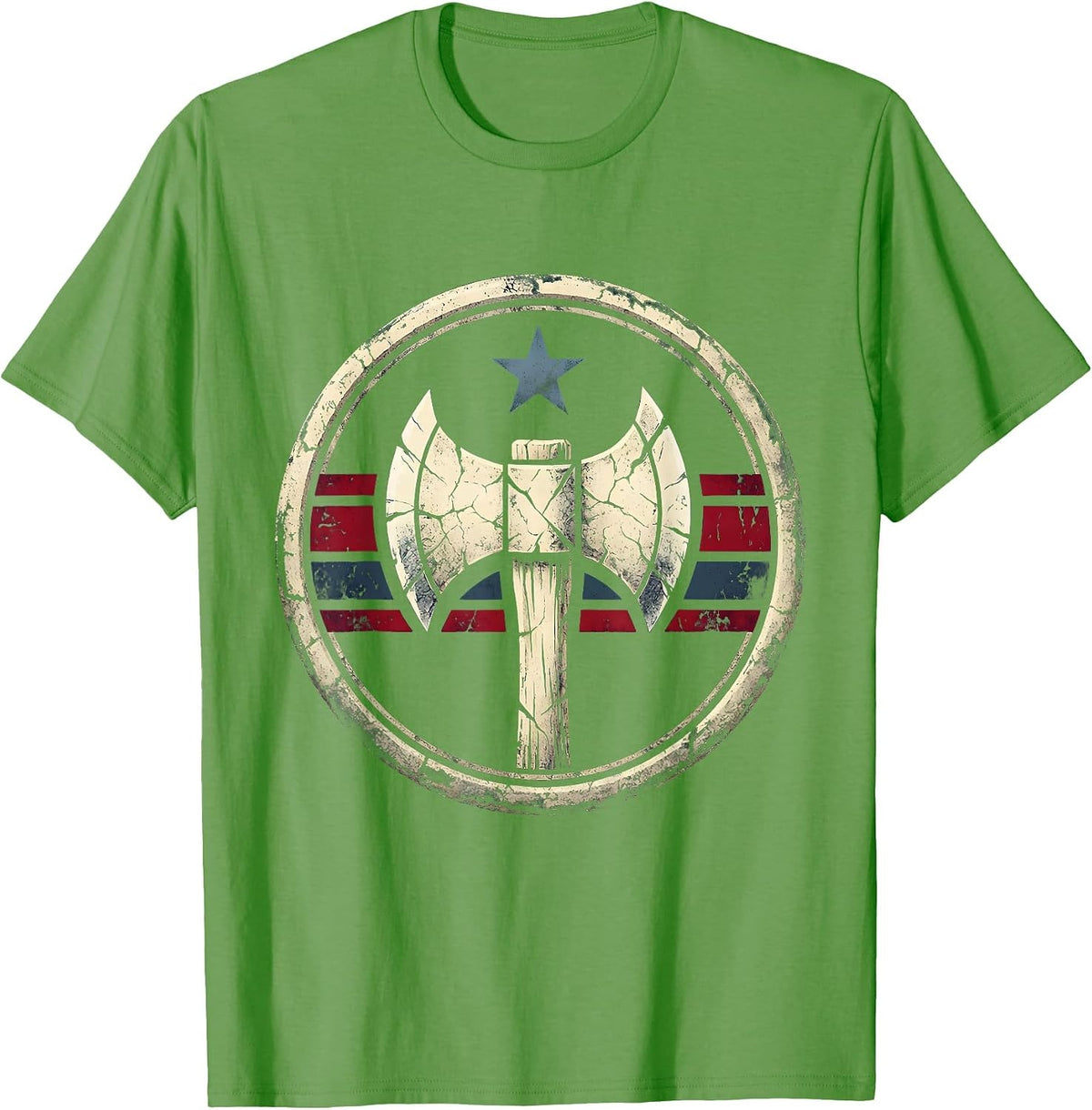Men's Rugged Lumberjack Splitting Log With Axe T-Shirt - Grass Green