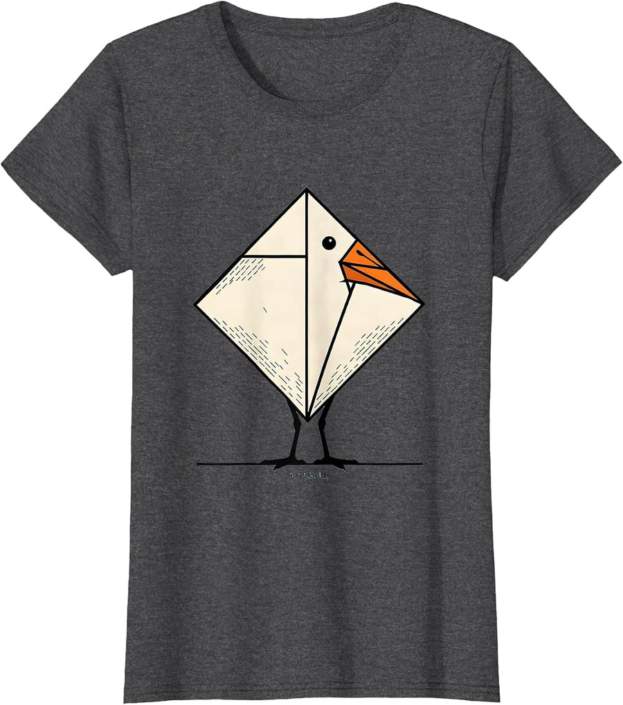 Women's Kitegull Geometric Seagull Pun Funny Math Teacher Humor T-Shirt - Dark Heather Grey