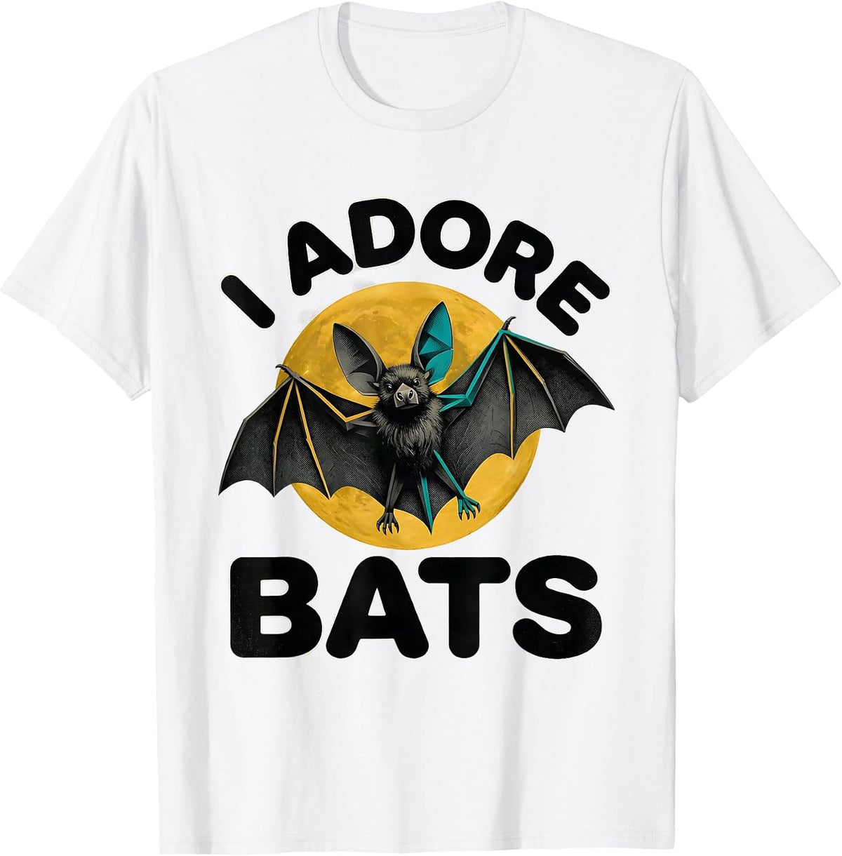 Men's I Adore Bats Midcentury Modern Bat Lover Vintage Graphic T-Shirt - White