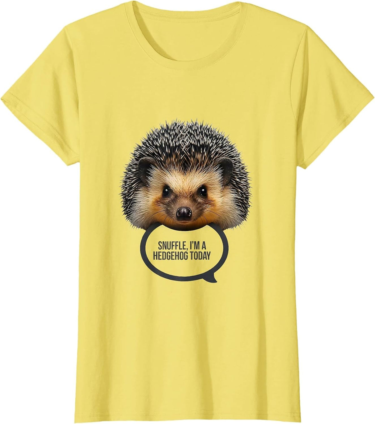 Snuffle, I'm A Hedgehog Today Cute Kawaii Animal Face T-Shirt - Lemon Yellow