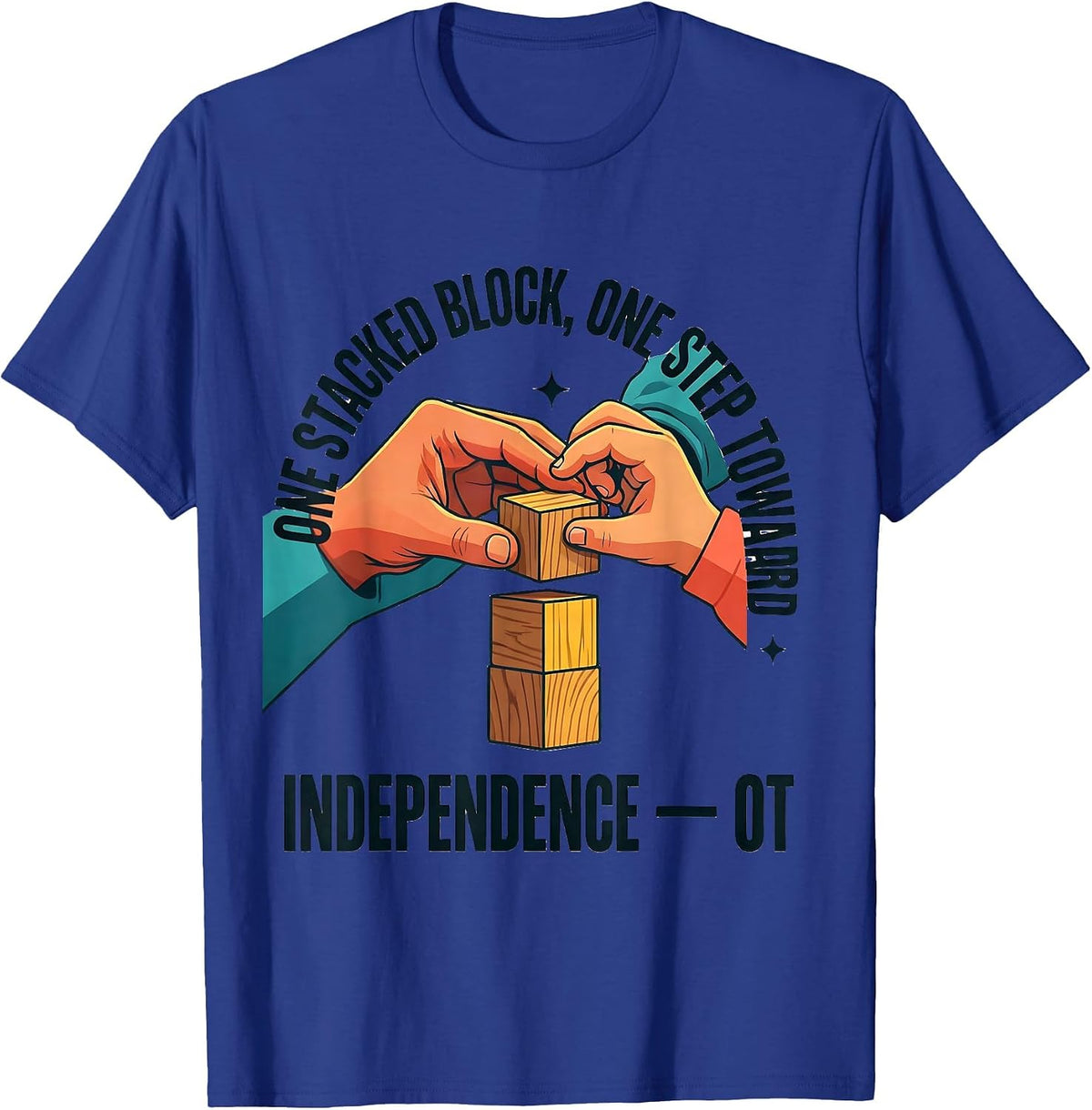 Men's One Stacked Block, One Step Toward Independence — OT T-Shirt - Royal Blue