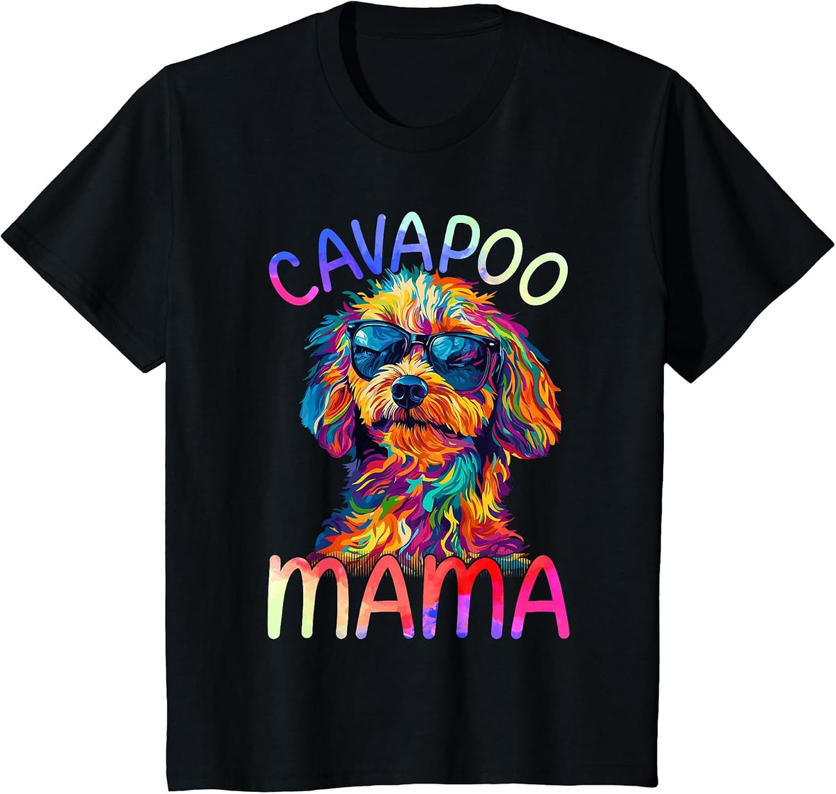 Cavapoo Mom Mama Colorful Pop Art Cavapoo Dog T-Shirt - Black