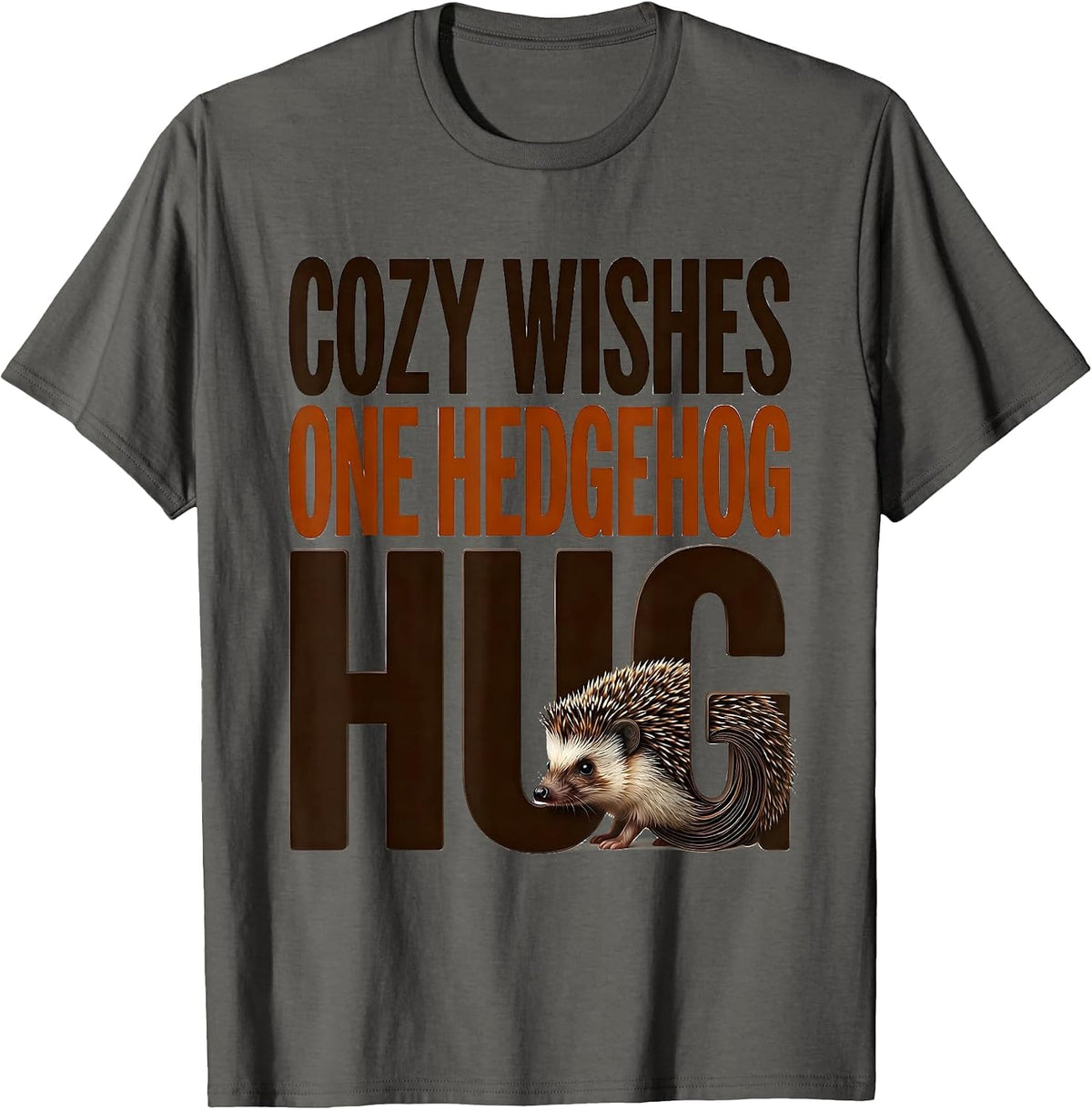 Cozy Wishes One Hedgehog Hug Cute Hedgehog Animal Lover Gift T-Shirt - Asphalt Grey
