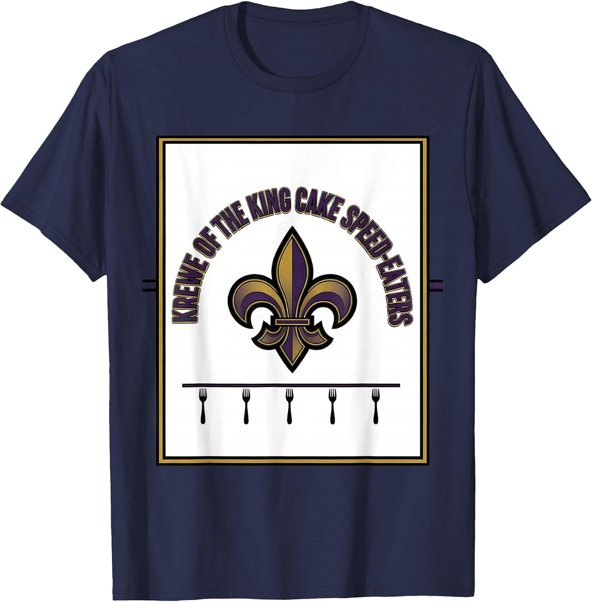Men's Krewe Of The King Cake Speed-Eaters Sports Mardi Gras Party T-Shirt - Navy Blue