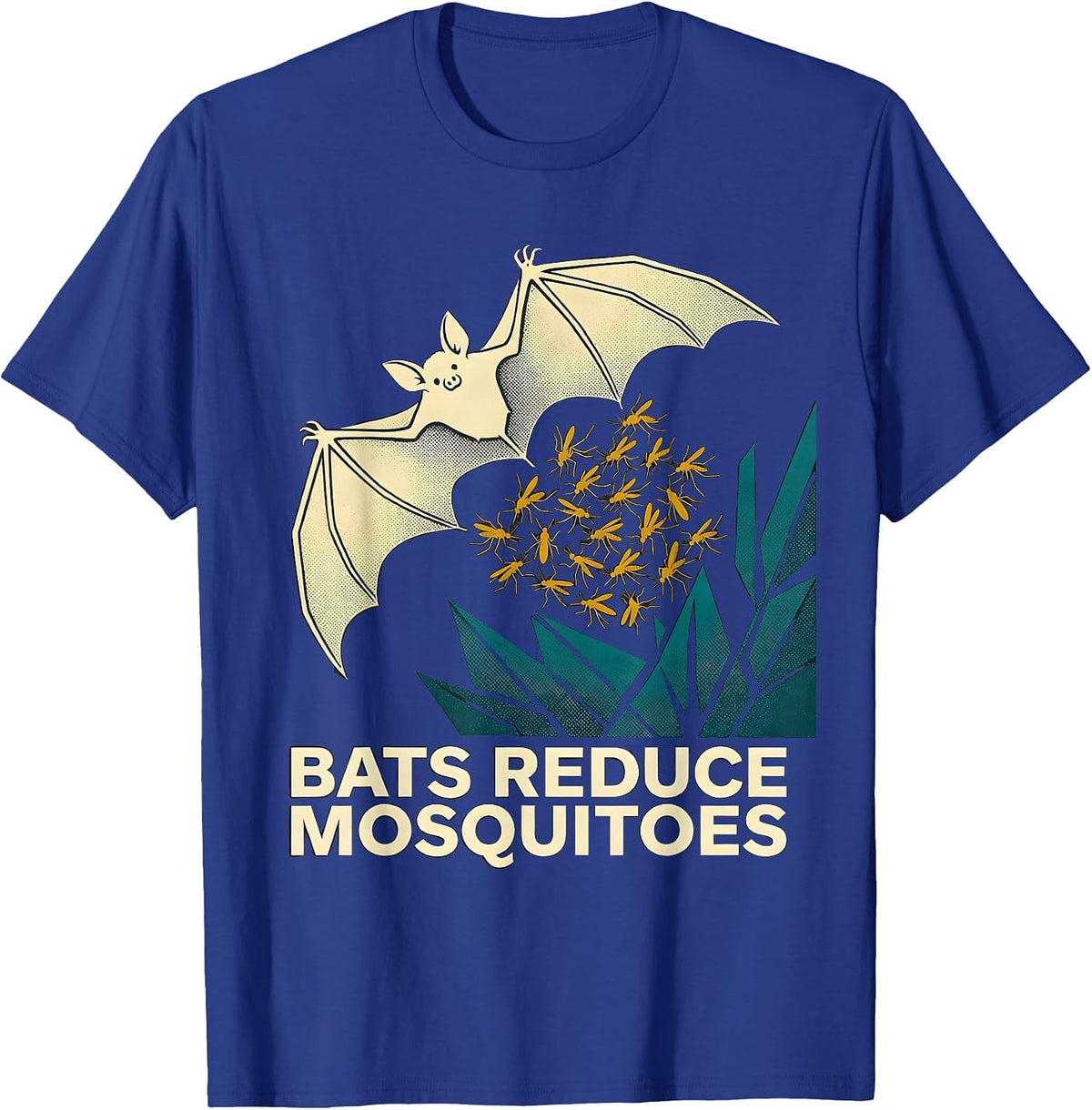 Men's Bats Reduce Mosquitoes Midcentury Modern Bat Lover Halloween T-Shirt - Royal Blue