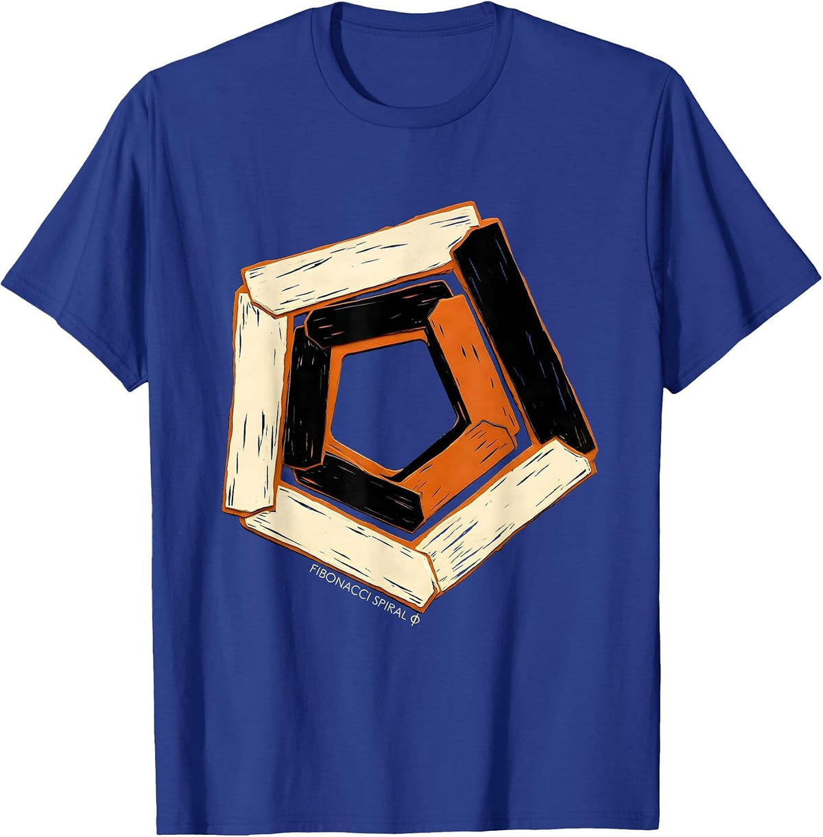 Men's Fibonacci Spiral Φ Sacred Geometry Math Enthusiast T-Shirt - Royal Blue