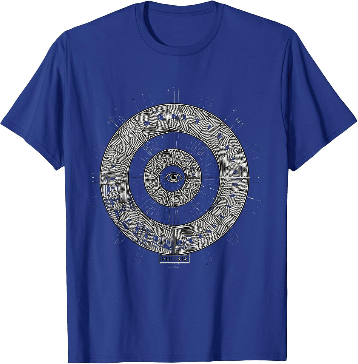 Phi 1.618 Monochromatic Sacred Geometry Math Enthusiast T-Shirt - Royal Blue