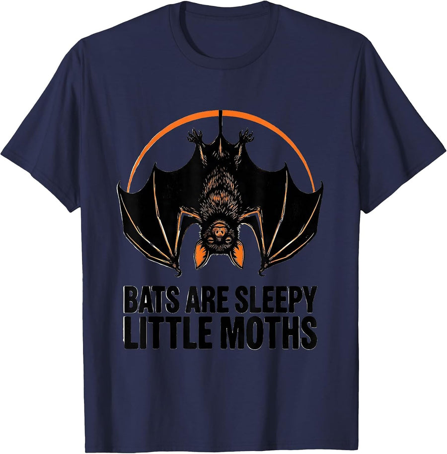 Bats Are Sleepy Little Moths Funny Bat Lover Wildlife T-Shirt - Navy Blue