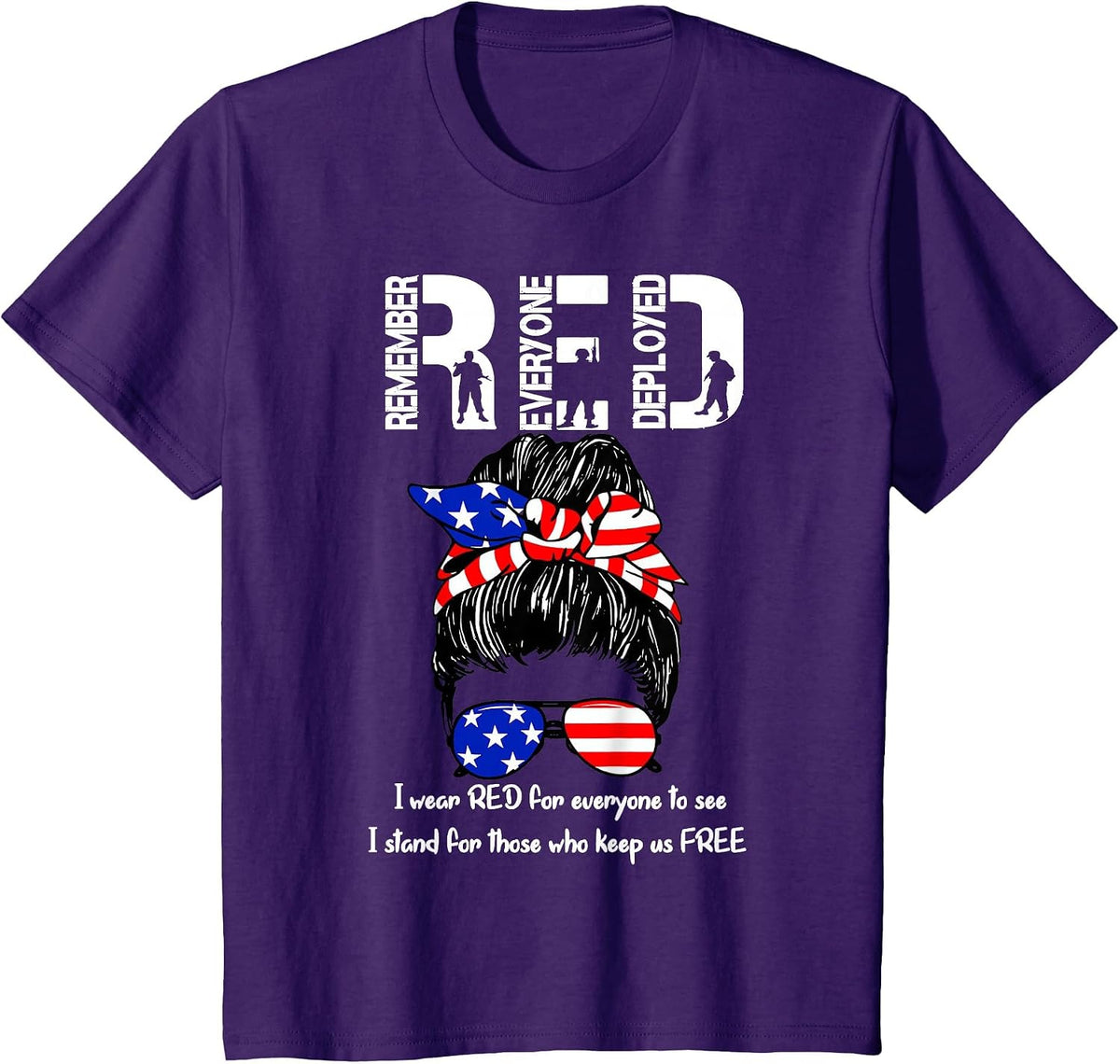 On Friday We Wear Red Military Support Troops T-Shirt - Purple