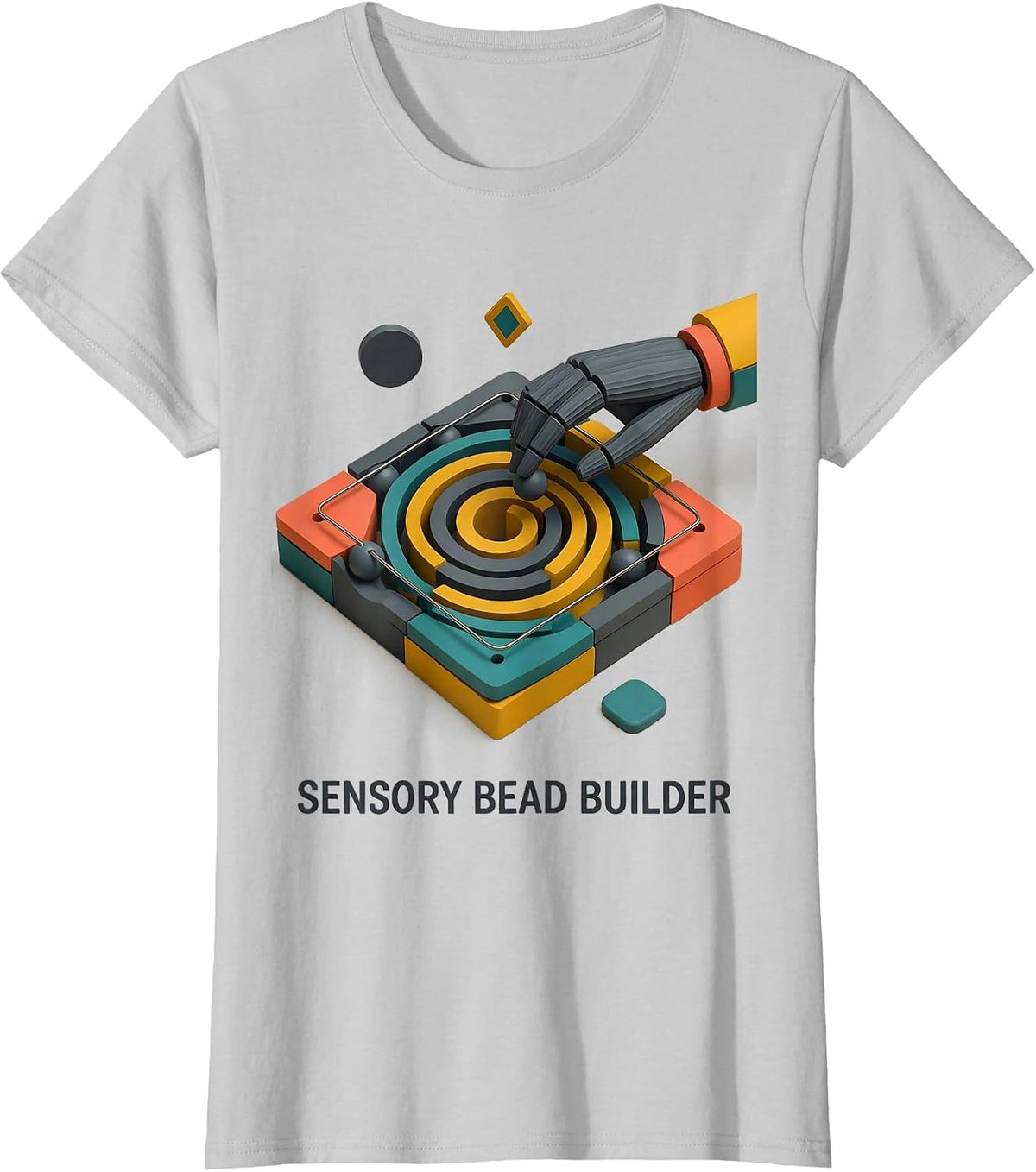 Sensory Bead Builder Midcentury Modern Occupational Therapy T-Shirt - Silver Grey