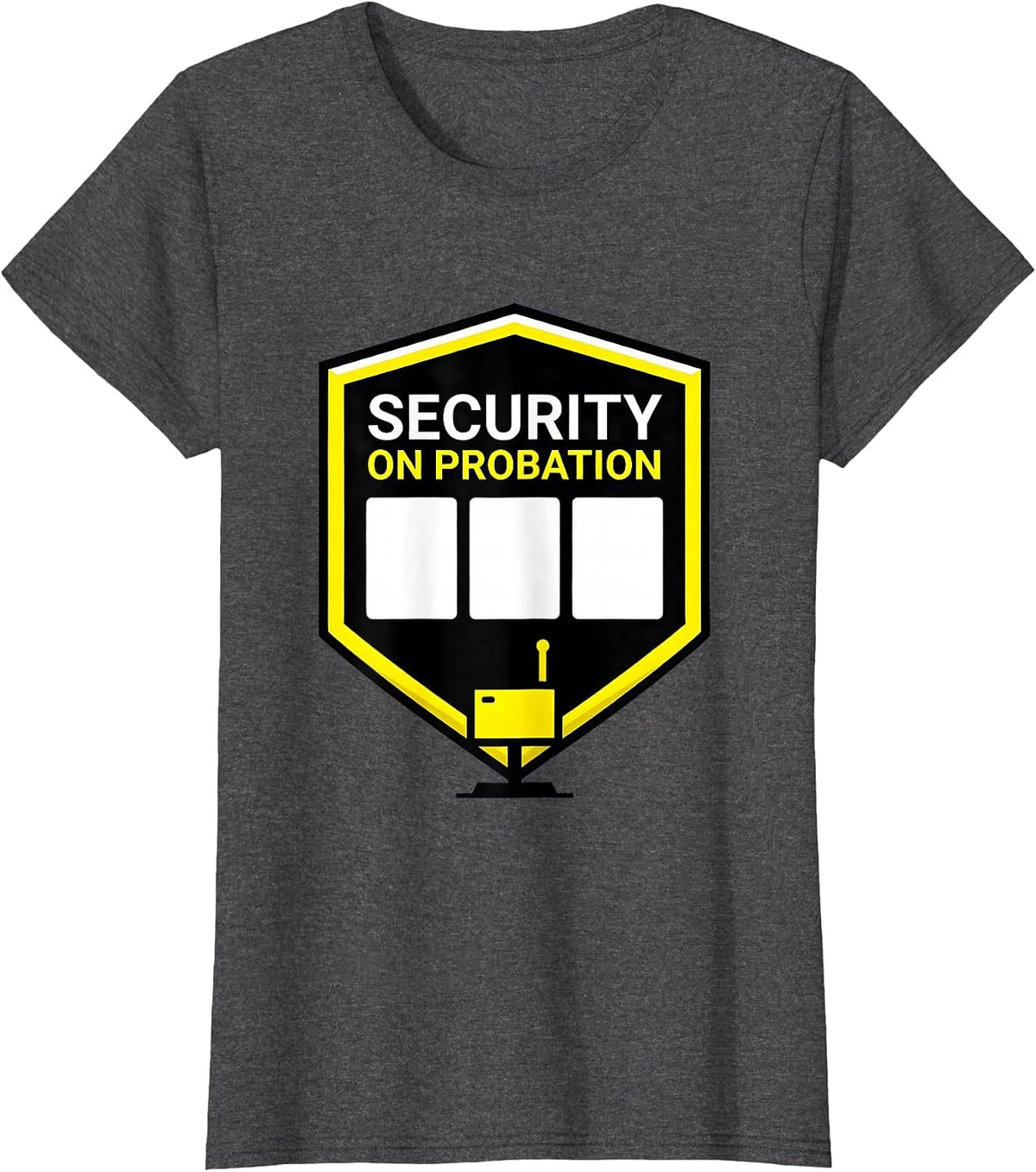 Women's SECURITY ON PROBATION Geometric Halloween Costume Roleplay T-Shirt - Dark Heather Grey
