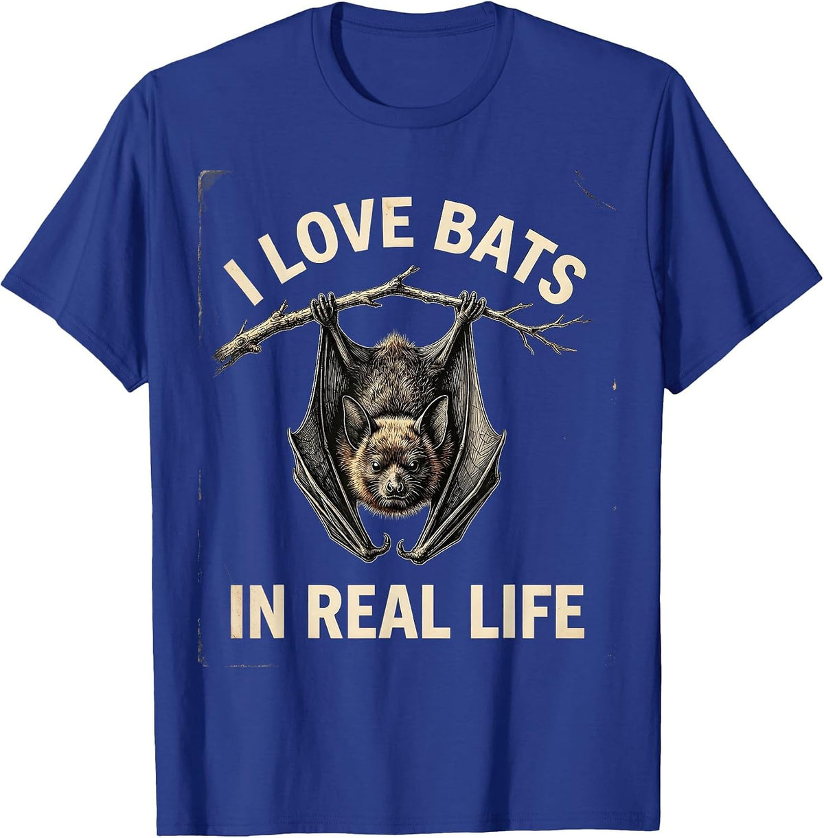 I Love Bats In Real Life Vintage Bat Lover Halloween Nature T-Shirt - Royal Blue