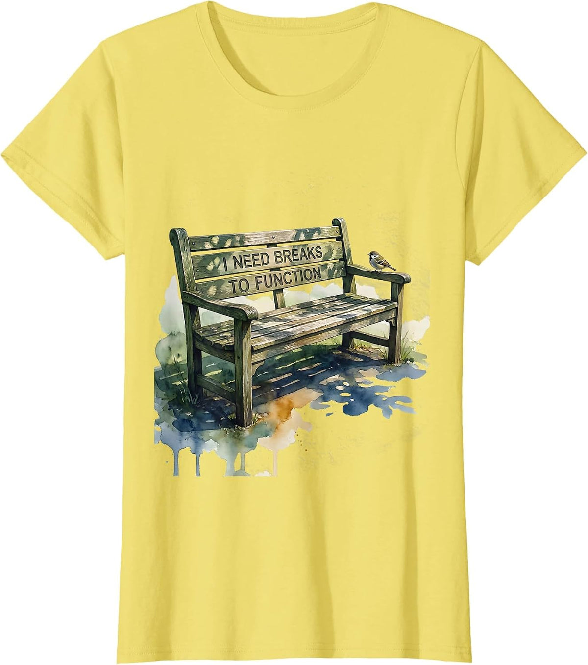 I Need Breaks To Function Funny Autistic ADHD Neurodiversity T-Shirt - Lemon Yellow