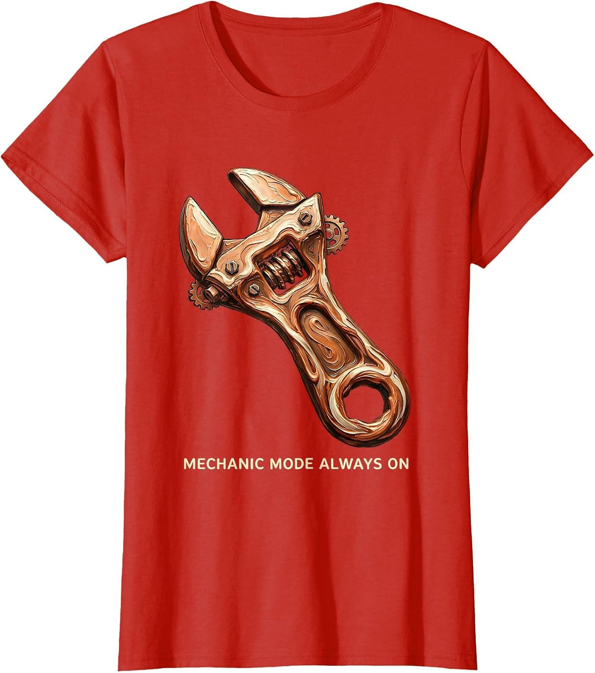 Mechanic Mode Always On Auto Repair Design T-Shirt - Red