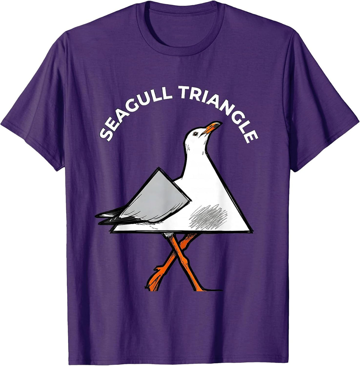 Seagull Triangle Cartoon Bird Pun Math Teacher Humor T-Shirt - Purple