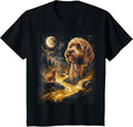 Cavapoo Howling to The Moon Retro Animal Vintage 90s T-Shirt - Black