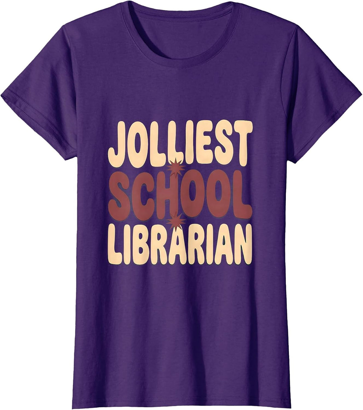 Women's Jolliest School Librarian Funny Teacher Christmas Humor T-Shirt - Purple